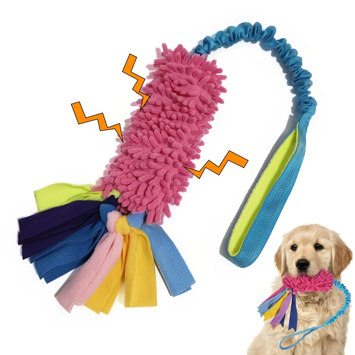 Jouet de traction en peluche avec poignée pour chien