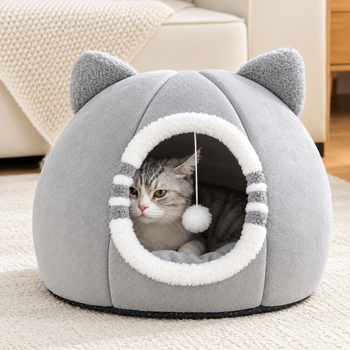 Niche en peluche pour chat