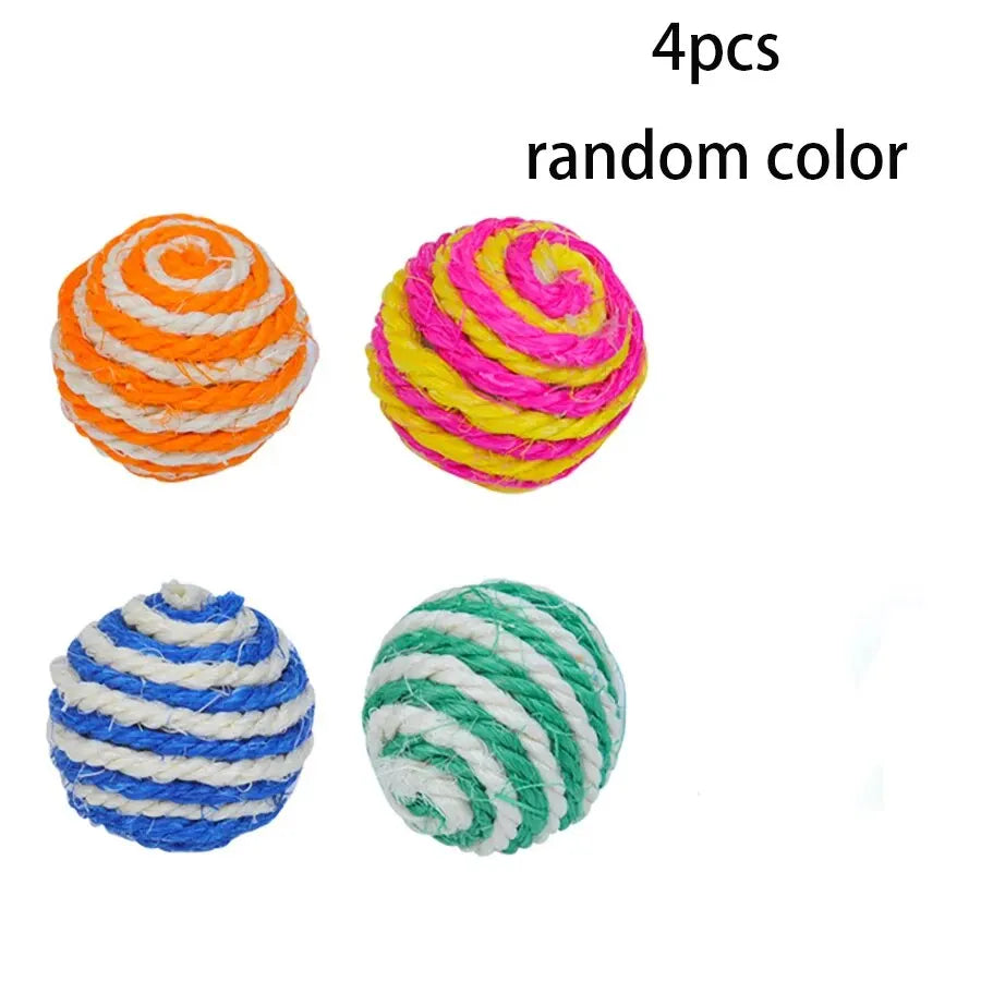 Lot de 4 balles en sisal pour chat