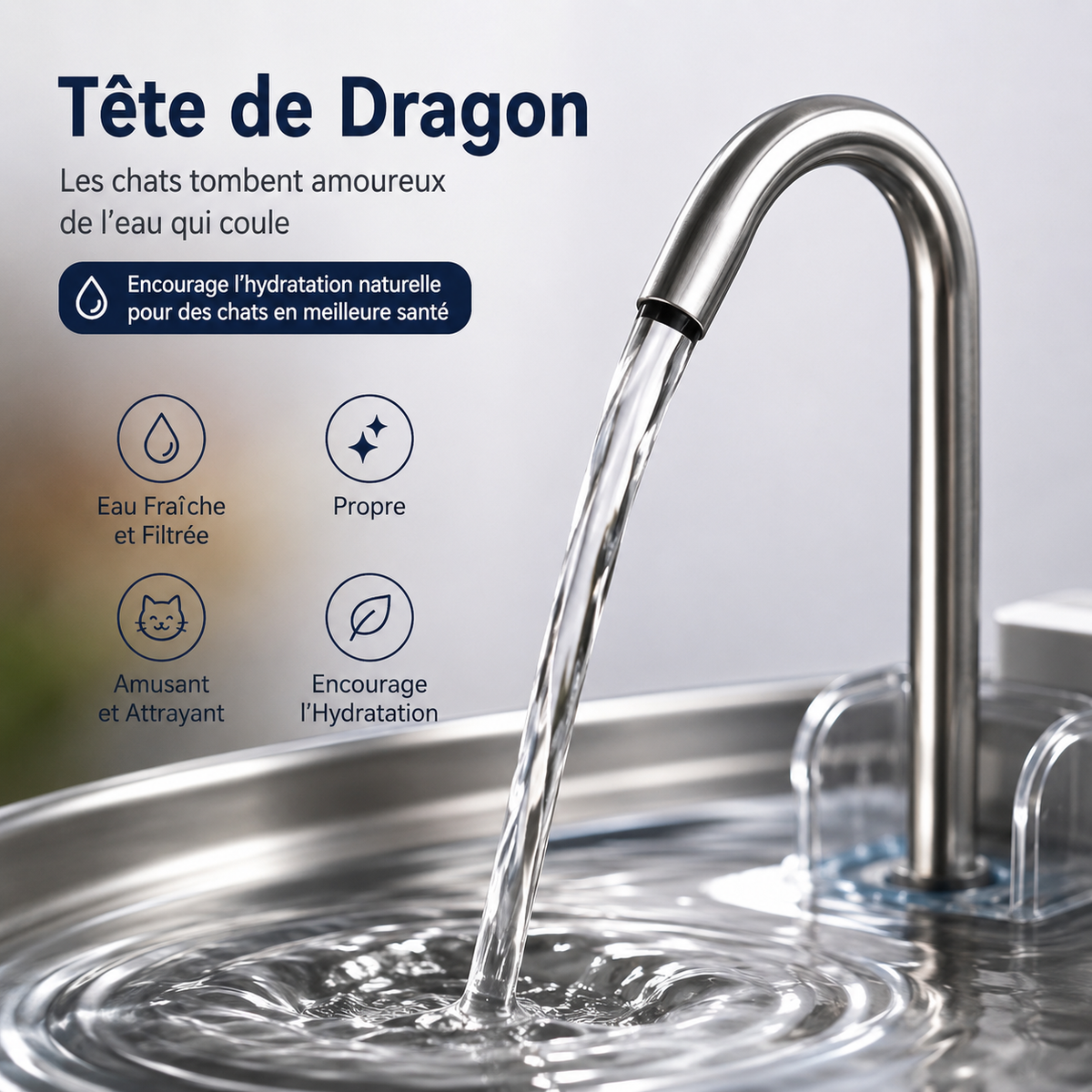 Pradelsens Pets™ AquaFlow — Fontaine à Eau Automatique 3,2L en Acier Inoxydable