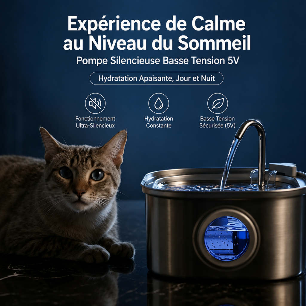 Pradelsens Pets™ AquaFlow — Fontaine à Eau Automatique 3,2L en Acier Inoxydable