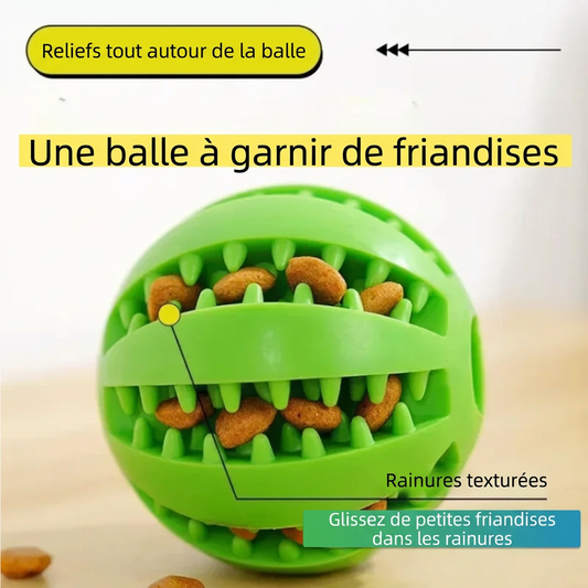 Balle verte à garnir de friandises, indications en français